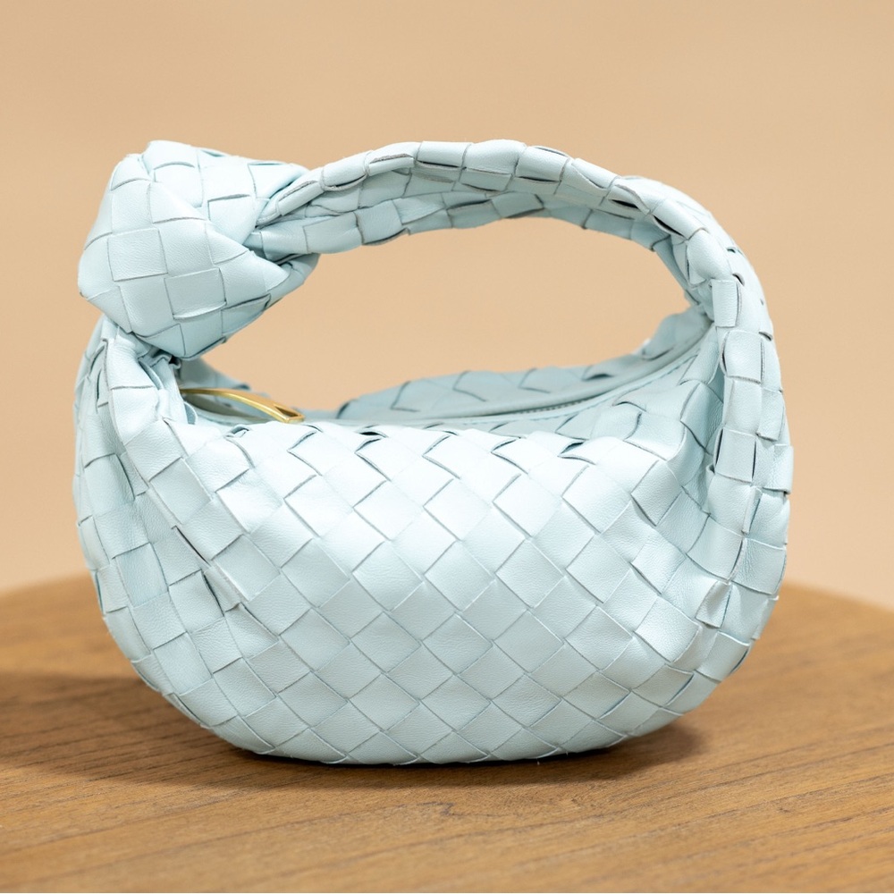 Bottega Veneta Mini Jodie Light Blue Woven Hobo Bag